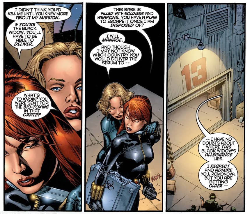 The two Black Widows confront each other.