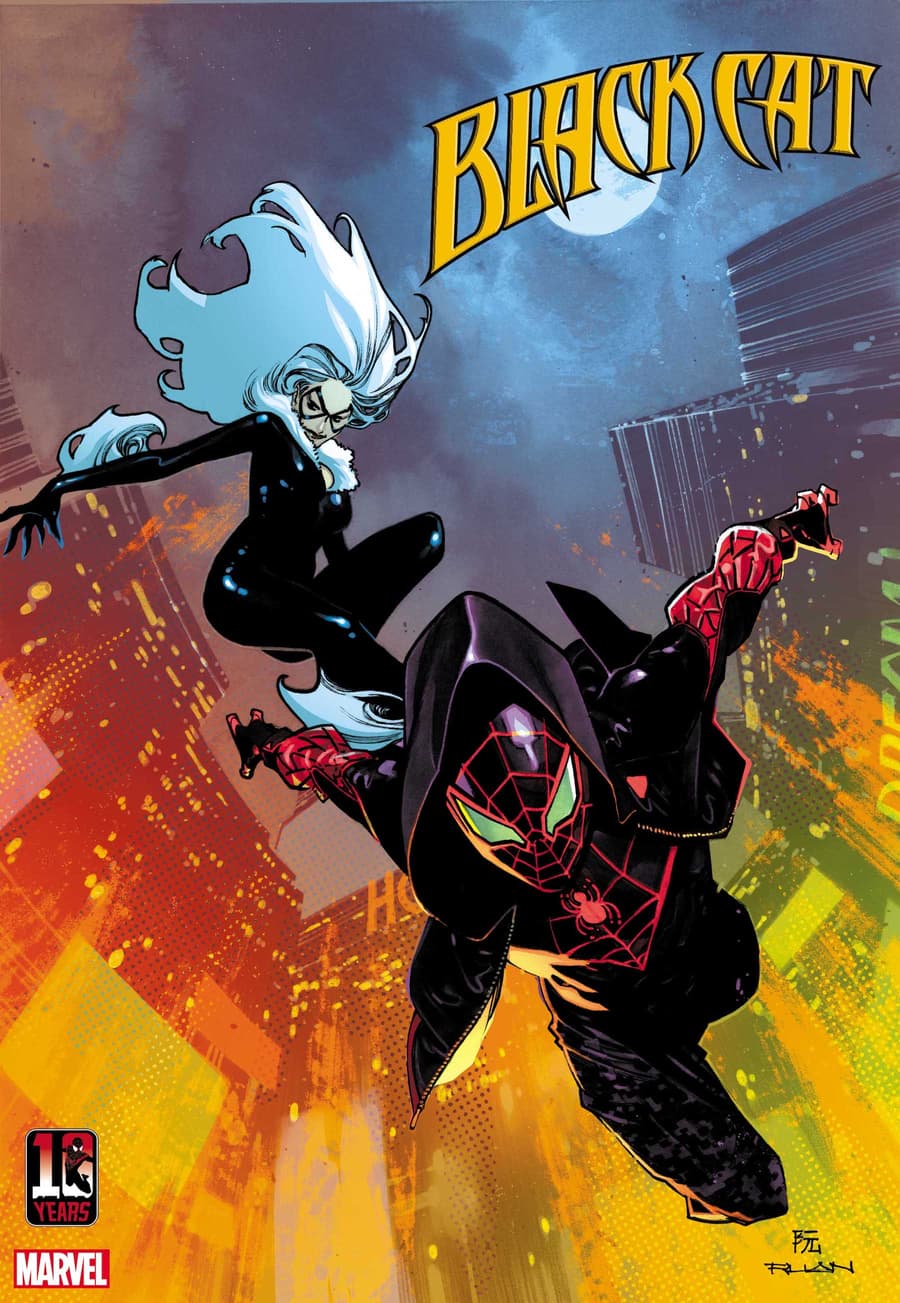 BLACK CAT #10 MILES MORALES 10th ANNIVERSARY VARIANT COVER by DIKE RUAN with colors by DAVE MCCAIG