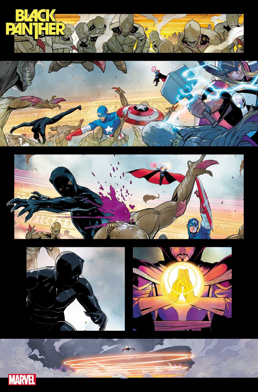 BLACK PANTHER #1 preview art by Juann Cabal with colors by Federico Blee