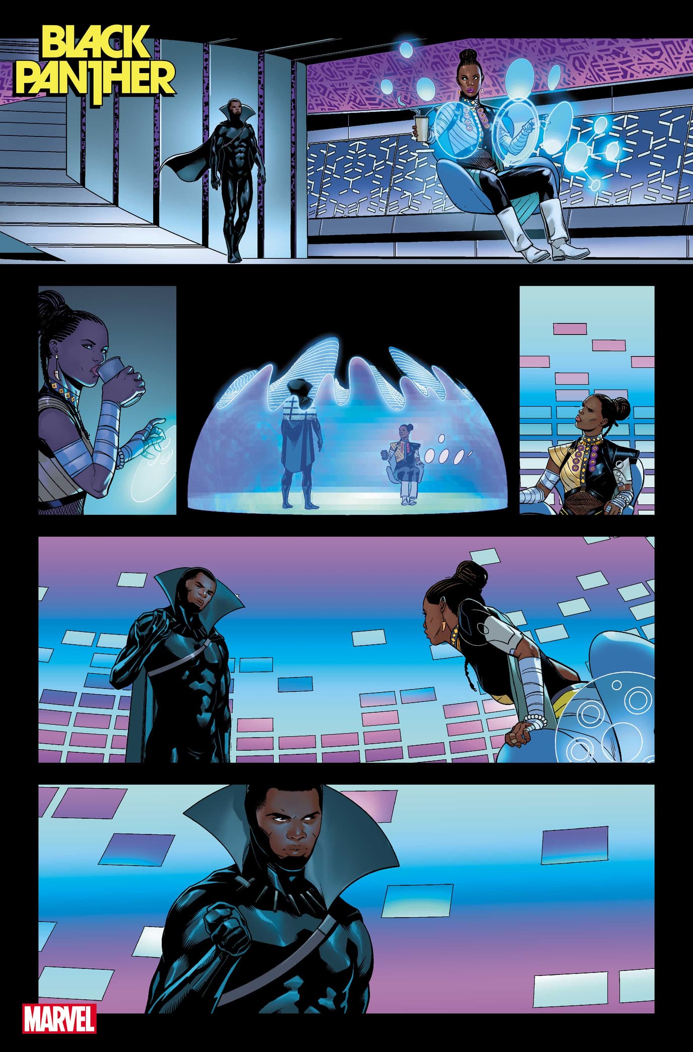 BLACK PANTHER #1 preview art by Juann Cabal with colors by Federico Blee