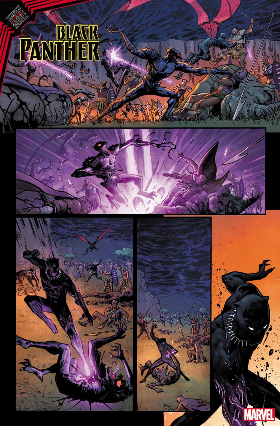 KING IN BLACK: BLACK PANTHER #1 preview art by Germán Peralta with colors by Jesus Aburtov