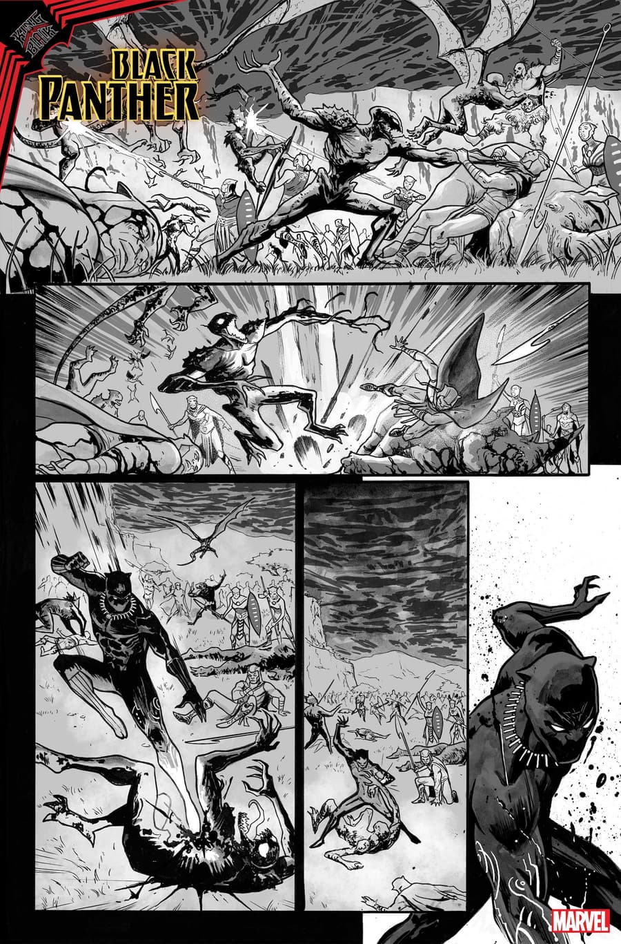 KING IN BLACK: BLACK PANTHER #1 preview inks by Germán Peralta