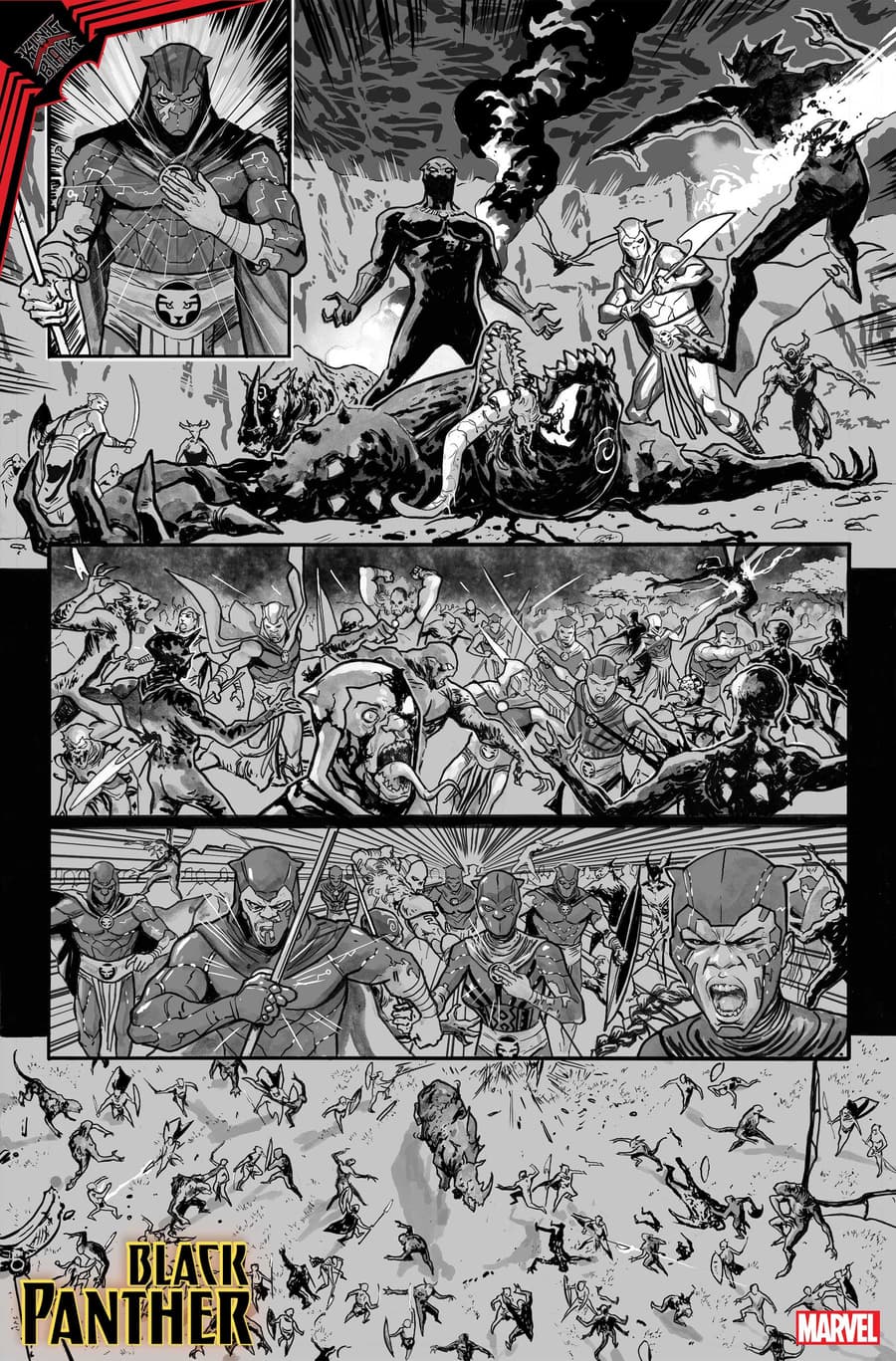 KING IN BLACK: BLACK PANTHER #1 preview inks by Germán Peralta