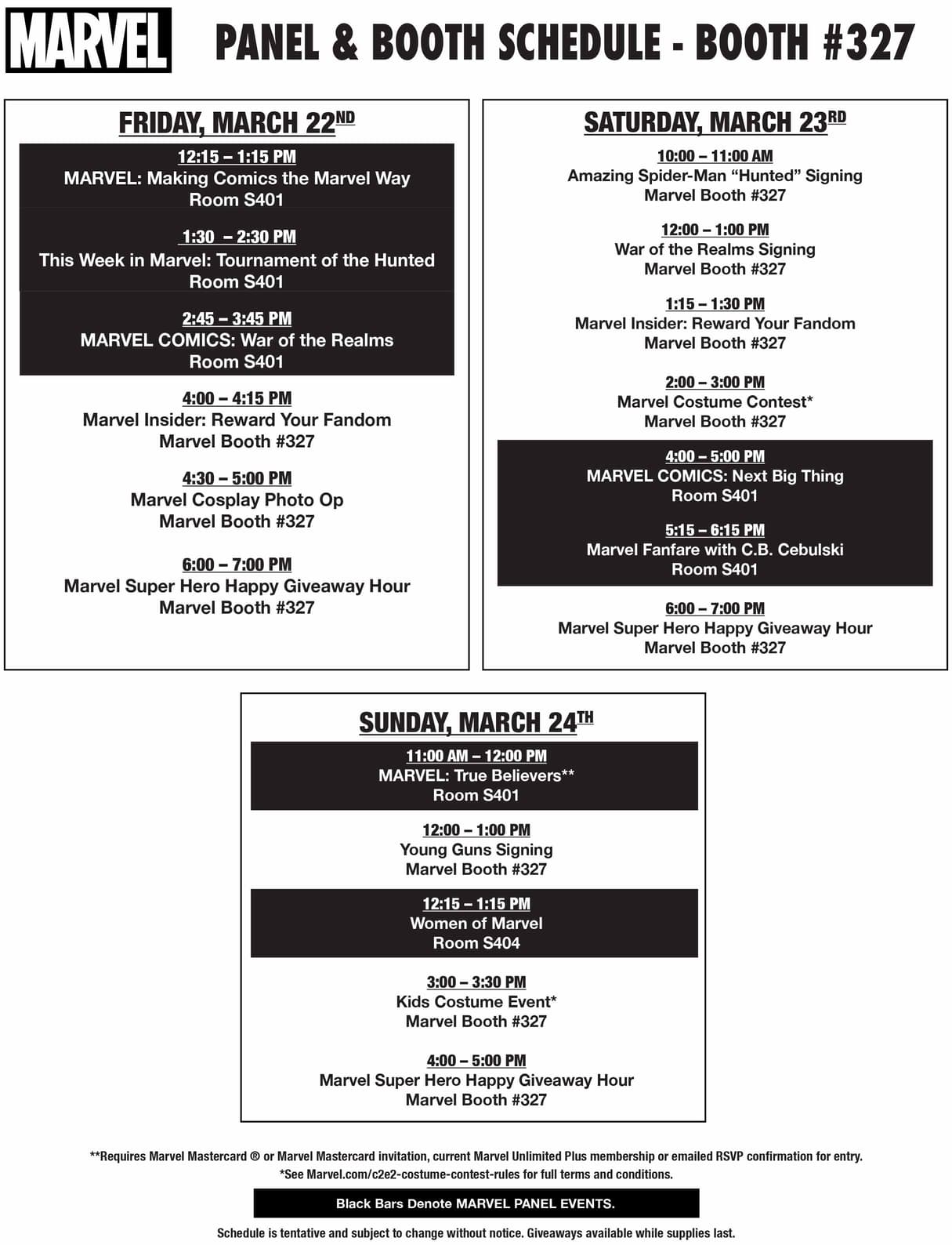 Marvel C2E2 Booth and Panel Schedule
