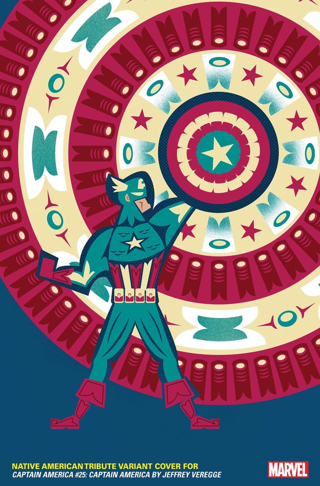 CAPTAIN AMERICA #25 CAPTAIN AMERICA NATIVE AMERICAN TRIBUTE VARIANT COVER by JEFFREY VEREGGE