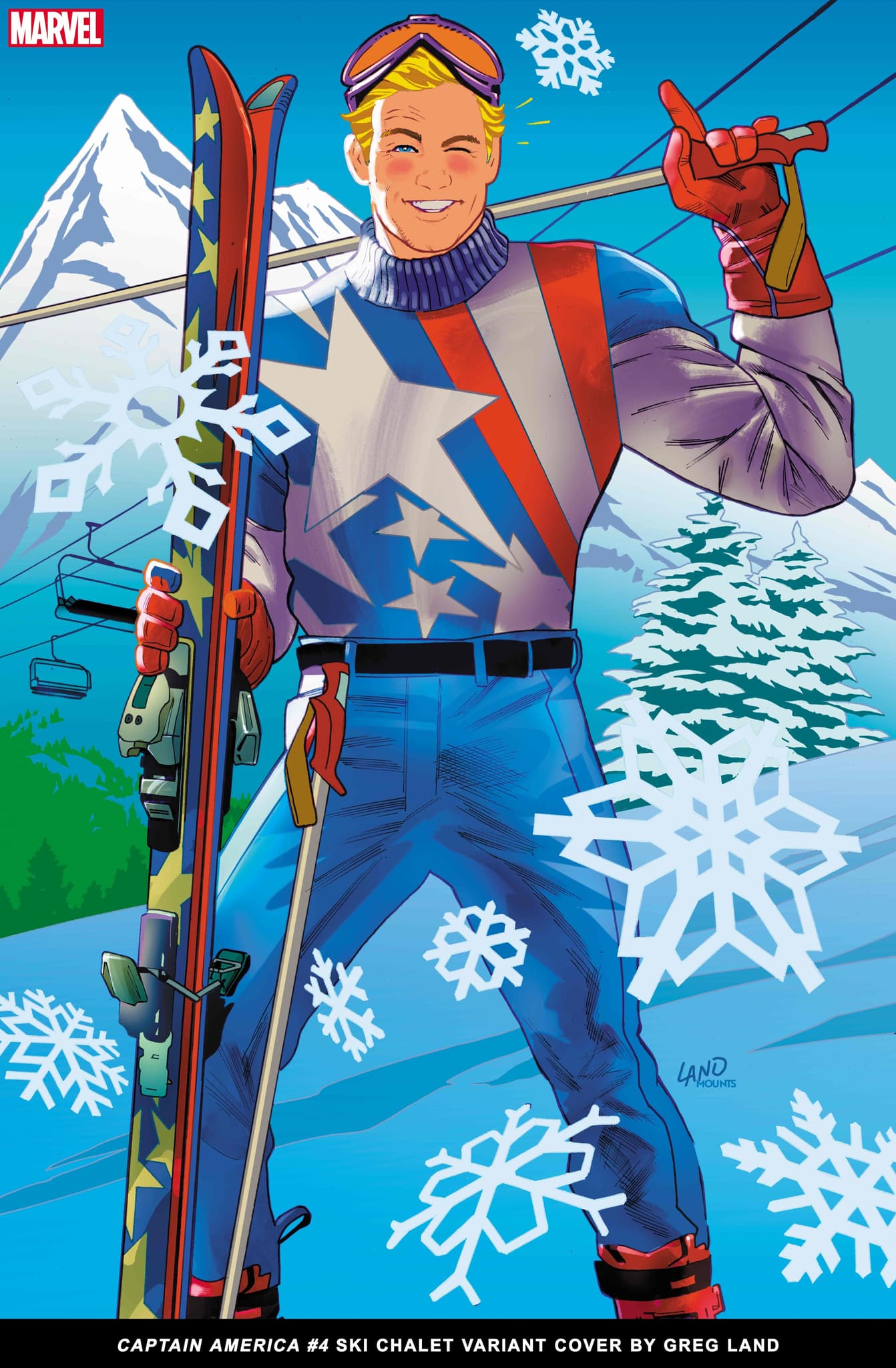 CAPTAIN AMERICA #4 Ski Chalet Variant Cover by Greg Land​​​​​​​