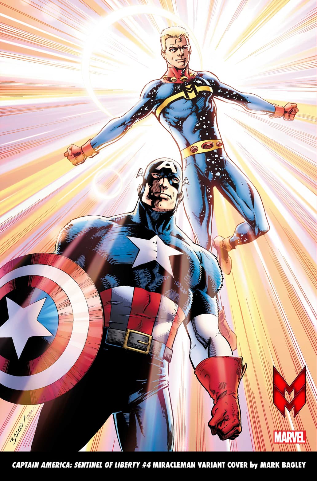 CAPTAIN AMERICA: SENTINEL OF LIBERTY #4 MIRACLEMAN VARIANT COVER by MARK BAGLEY, On Sale 9/7
