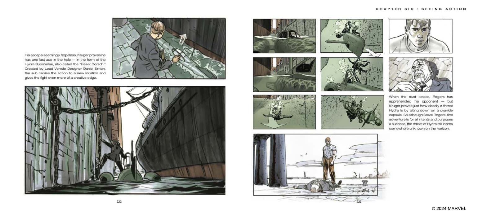 Marvel Studios' The Infinity Saga - Captain America: The First Avenger - The Art of the Movie | Kruger Chase Scene storyboards