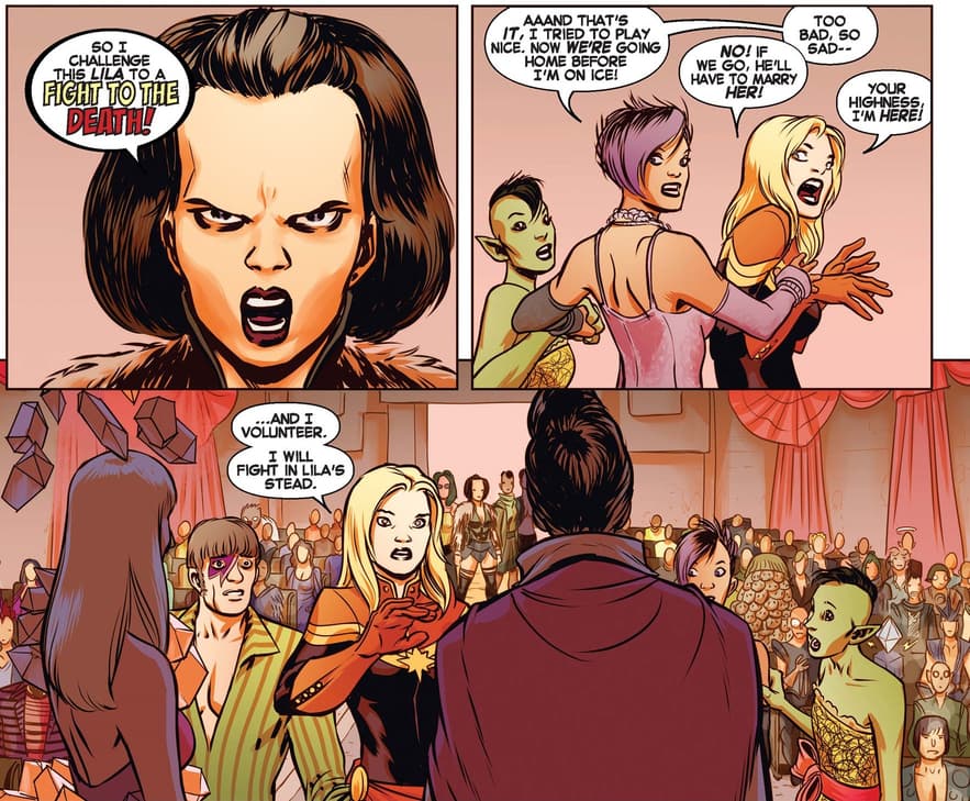 Lila's "wedding" is overturned in CAPTAIN MARVEL (2014) #9.