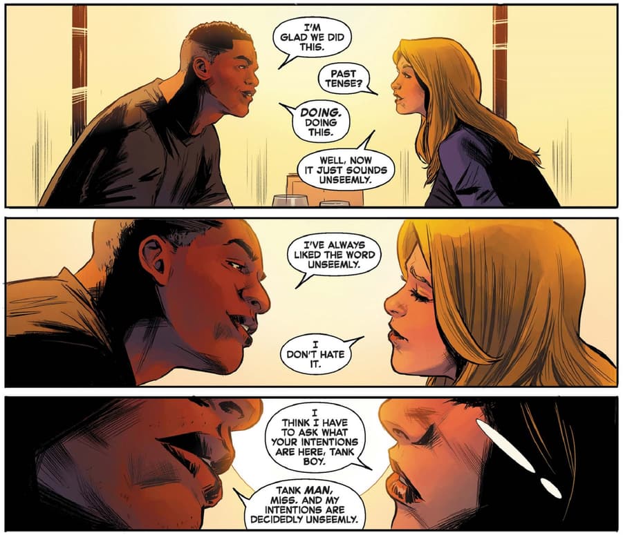 Reconnecting over dinner in CAPTAIN MARVEL (2019) #1.