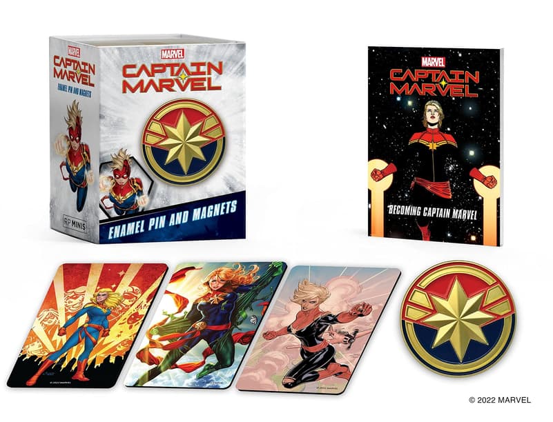 CAPTAIN MARVEL ENAMEL PIN AND MAGNETS