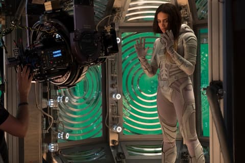 Hannah John-Kamen (Ghost) on set BTS 