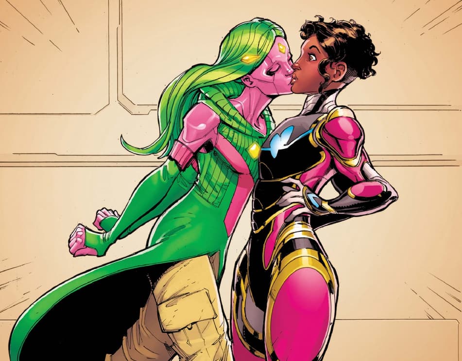 Viv Vision kisses Riri.