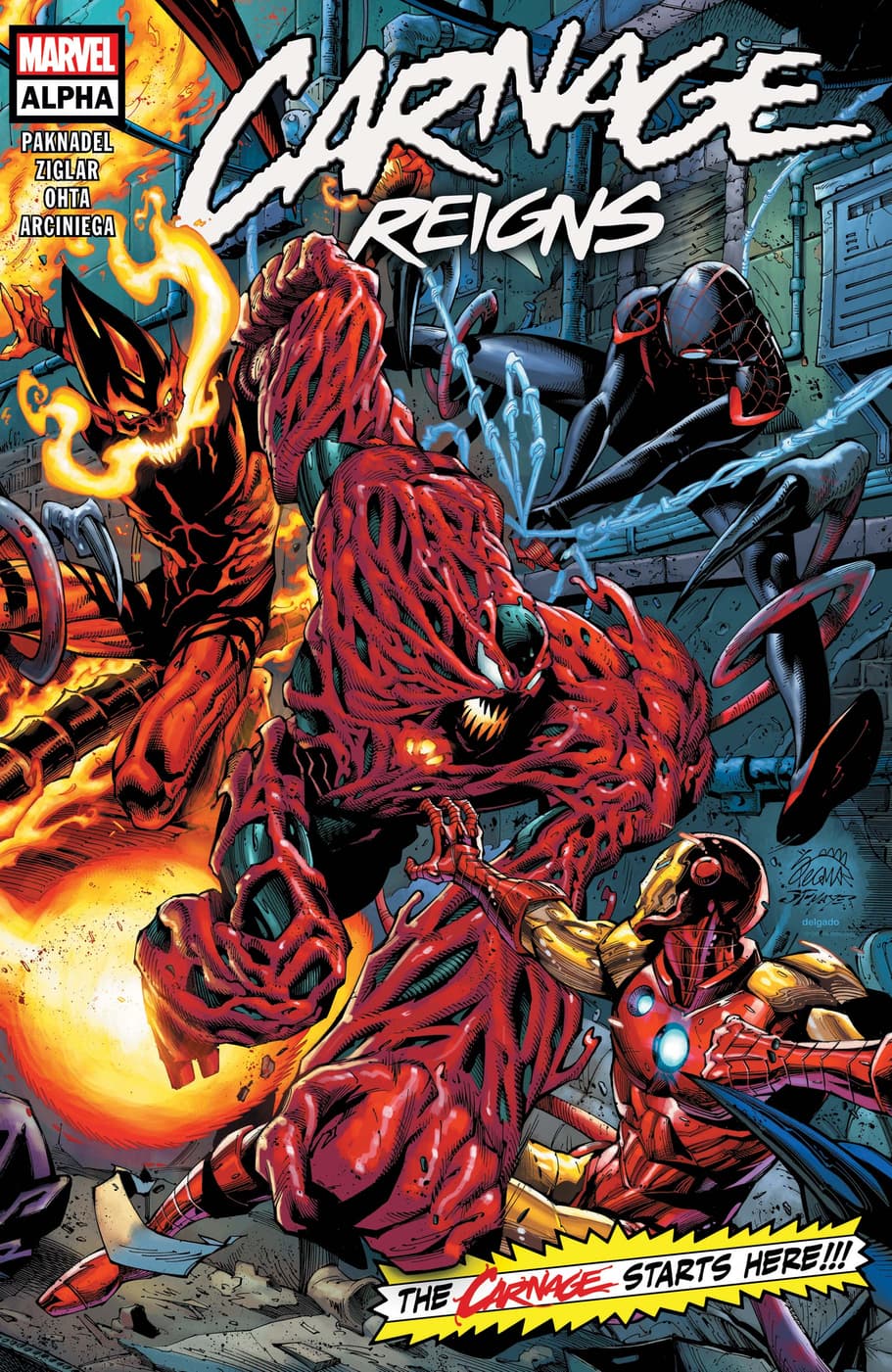 CARNAGE REIGNS ALPHA (2023) #1 cover by Ryan Stegman
