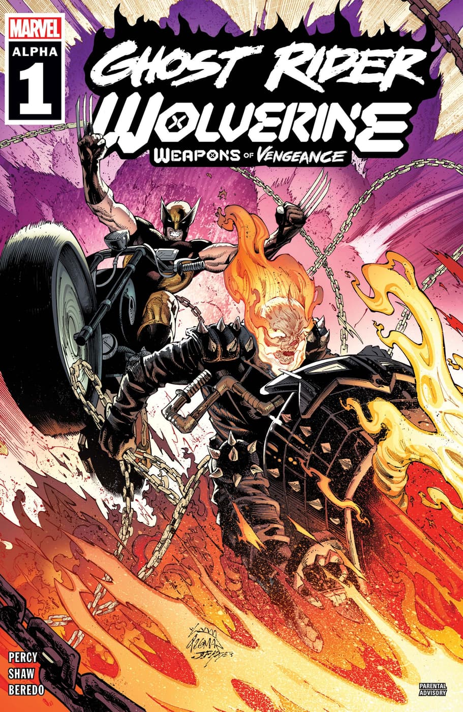 GHOST RIDER/WOLVERINE: WEAPONS OF VENGEANCE ALPHA (2023) #1 cover by Ryan Stegman