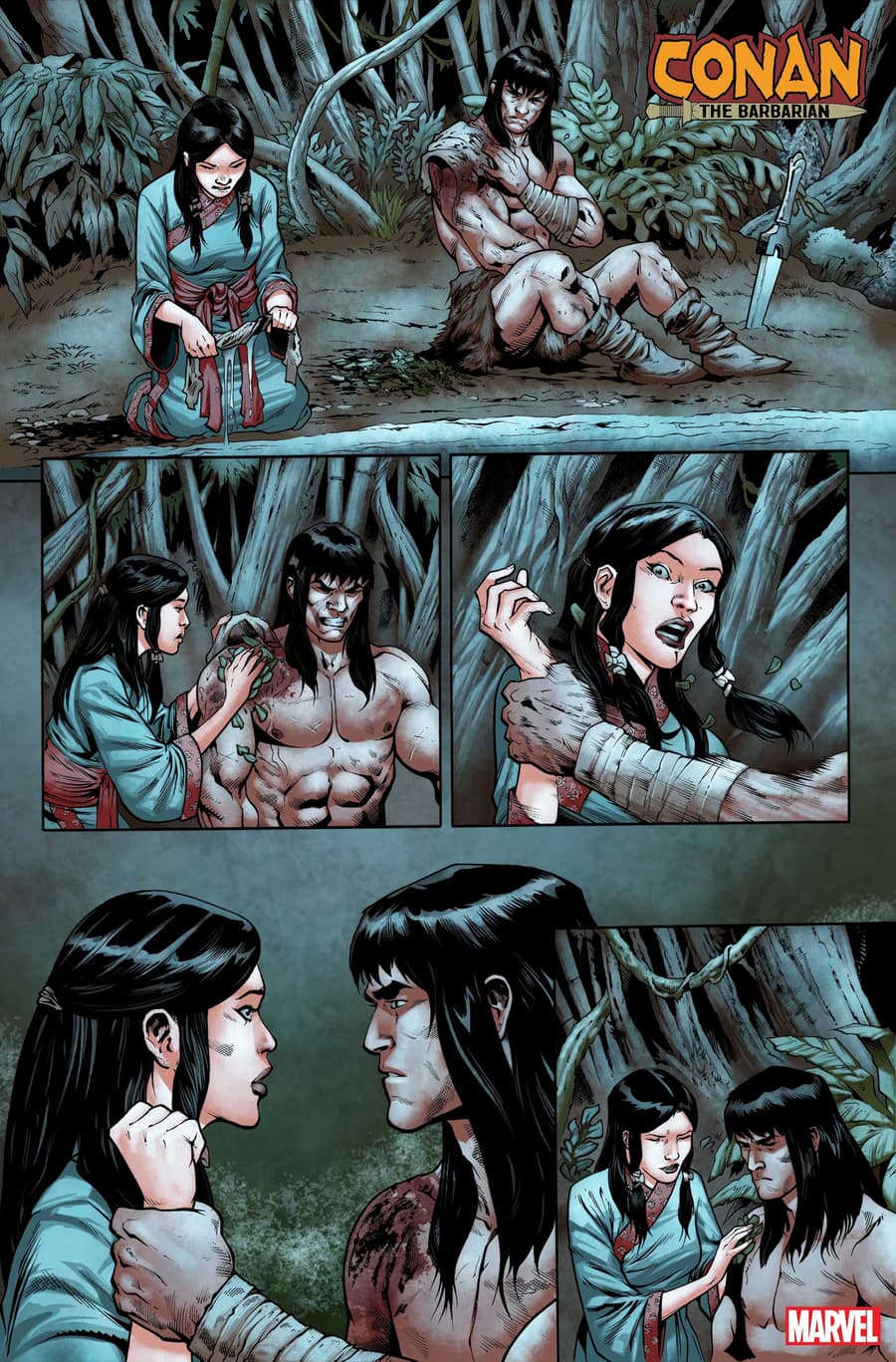 CONAN THE BARBARIAN #20 pencils by Cory Smith, inks by Roberto Poggi, and colors by Israel Silva