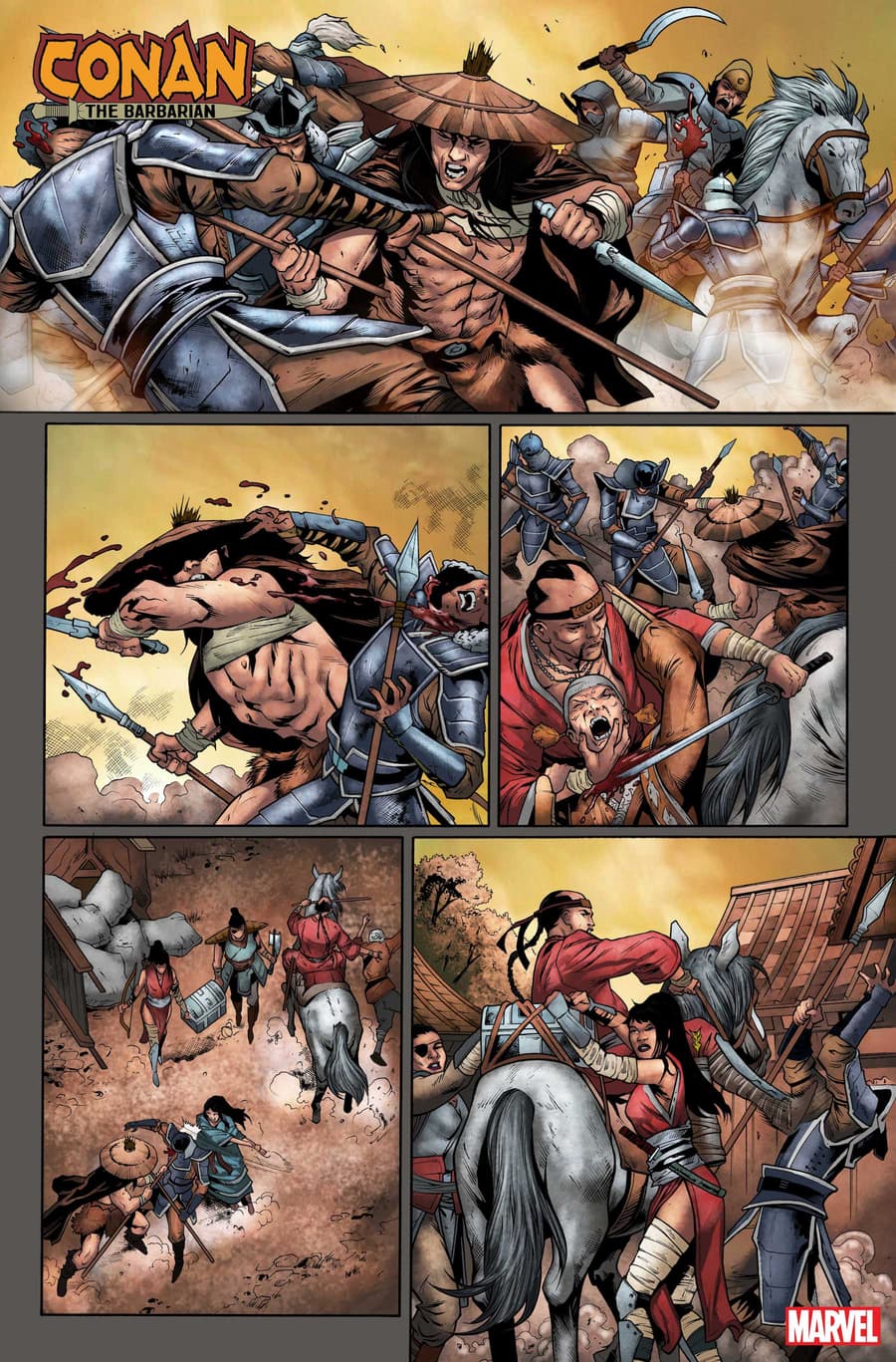 CONAN THE BARBARIAN #20 pencils by Cory Smith, inks by Roberto Poggi, and colors by Israel Silva