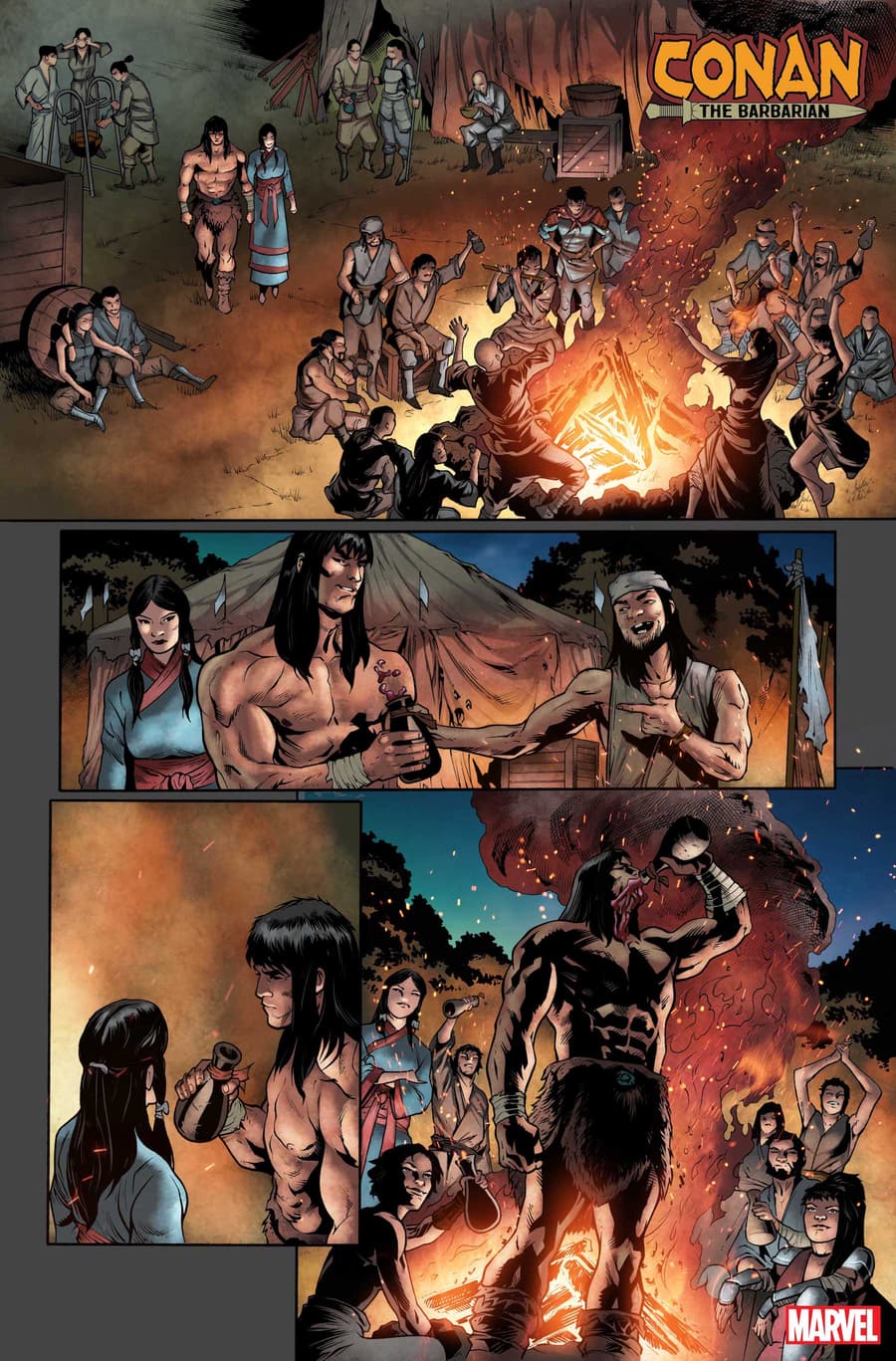 CONAN THE BARBARIAN #20 pencils by Cory Smith, inks by Roberto Poggi, and colors by Israel Silva