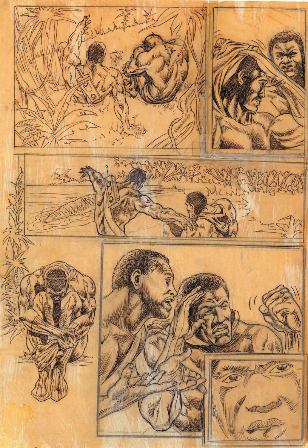 Pencils from JUNGLE ACTION #10 by Billy Graham; courtesy of Don McGregor