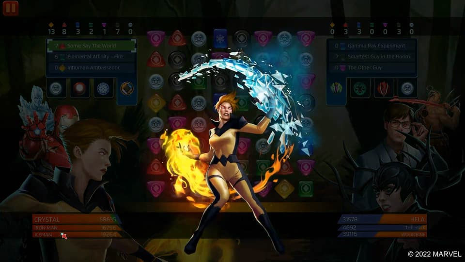 Crystal (Crystalia Amaquelin) in action for MARVEL Puzzle Quest
