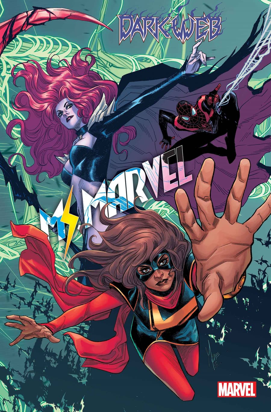 Cover to DARK WEB: MS. MARVEL #2 by Marco Checchetto.