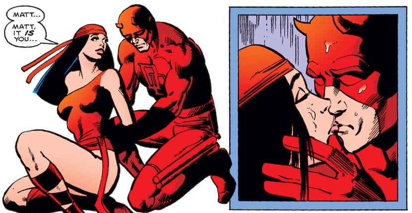 Daredevil and Elektra kiss