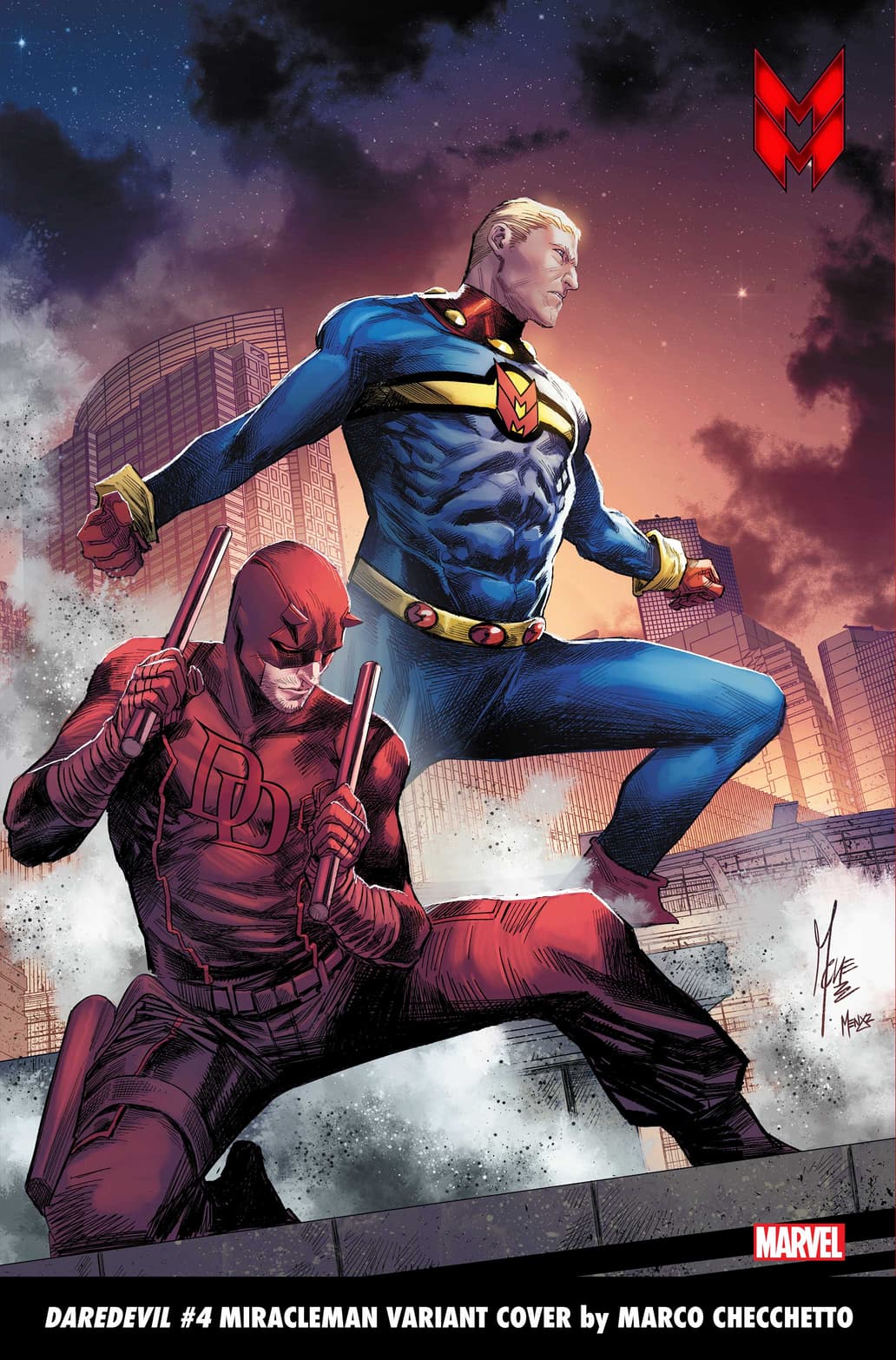 DAREDEVIL #4 MIRACLEMAN VARIANT COVER by MARCO CHECCHETTO, On Sale in October