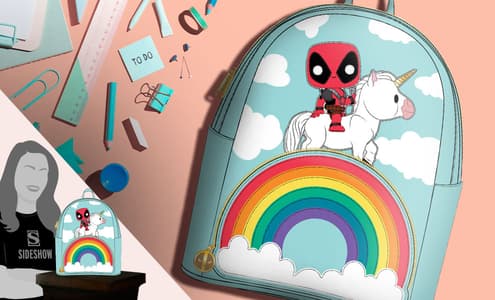 <a href=https://www.sideshow.com/collectibles/marvel-deadpool-30th-anniversary-unicorn-rainbow-mini-backpack-loungefly-907356>Deadpool 30th Anniversary Unicorn Rainbow Mini Backpack</a> / Sideshow