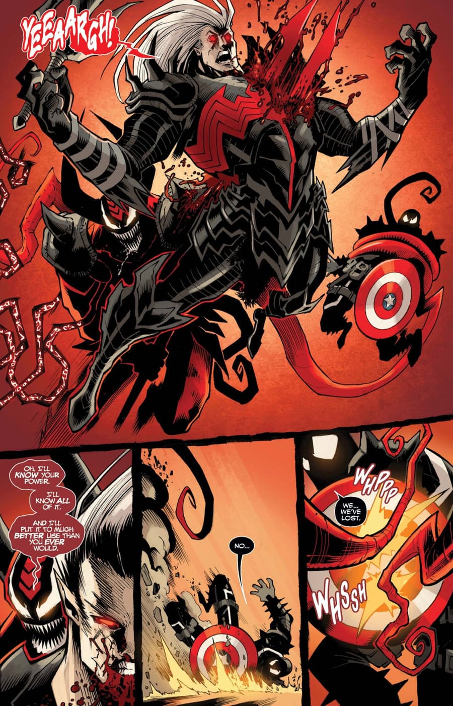 DEATH OF THE VENOMVERSE (2023) #5 page by Cullen Bunn, Gerardo Sandoval, and Victor Olazaba