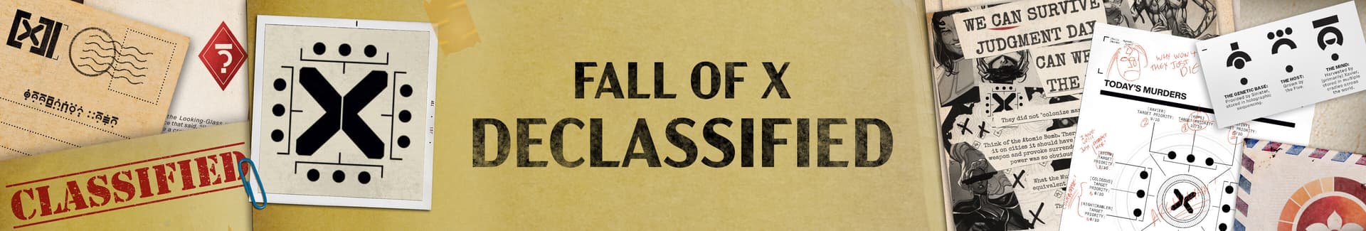 FALL OF X Declassified banner