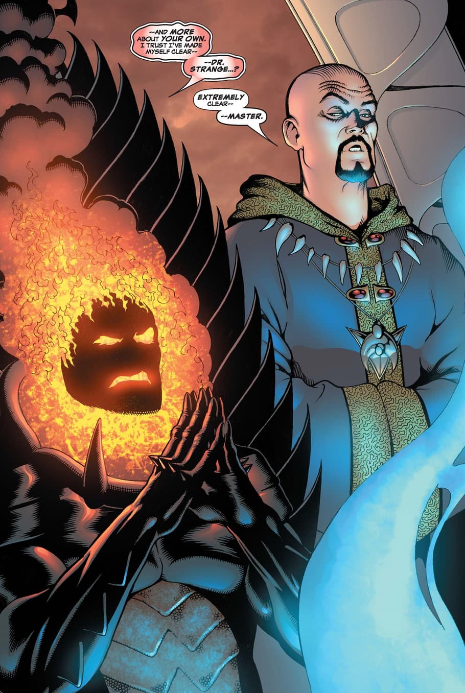 Evil Doctor Strange by Dormammu's side in DEFENDERS (2005) #3.