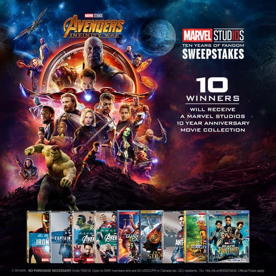 Marvel Studios 10 year sweepstakes info