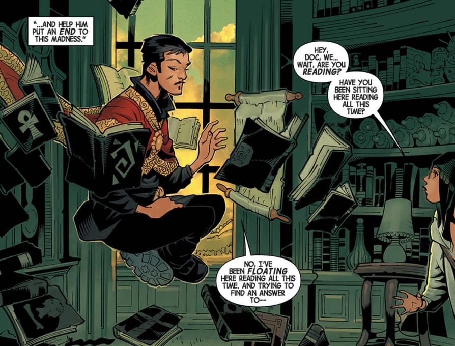 Doctor Strange researching