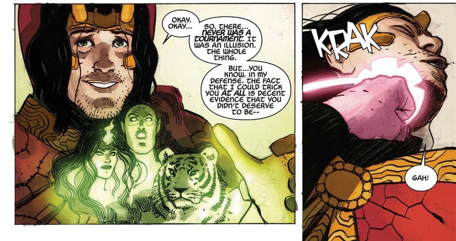 Doctor Strange punches Loki.