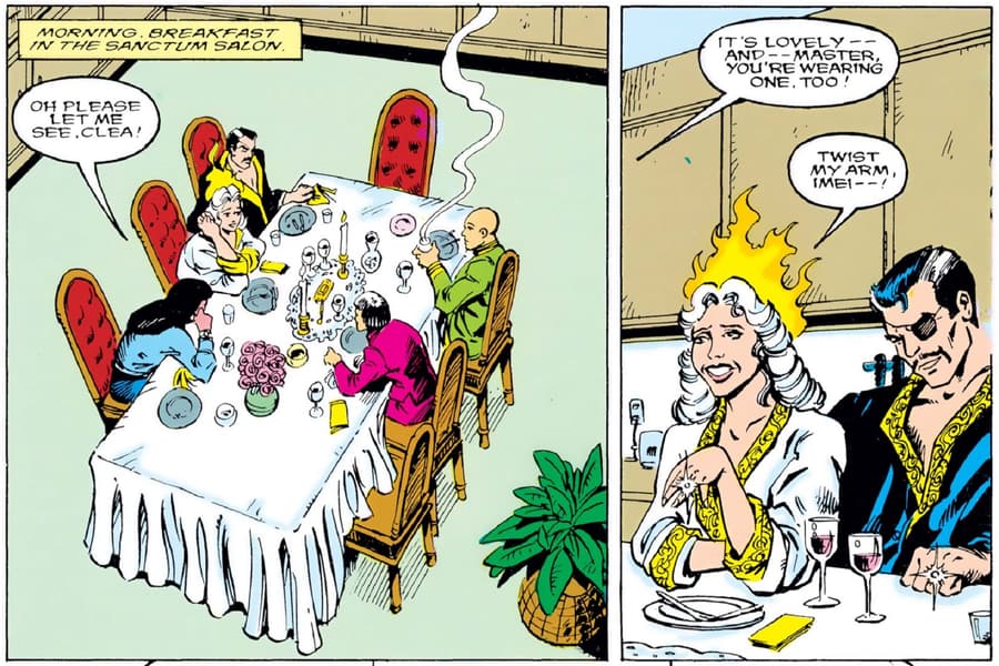 Clea shows off their rings in DOCTOR STRANGE, SORCERER SUPREME (1988) #3.