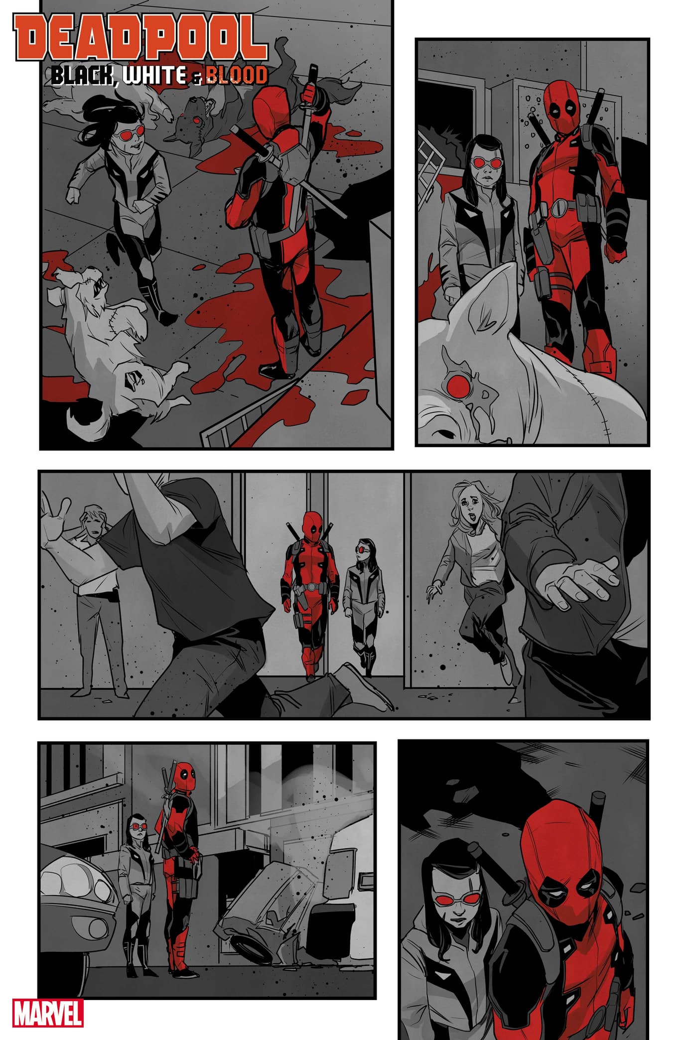 DEADPOOL: BLACK, WHITE & BLOOD #1 preview art by Phil Noto