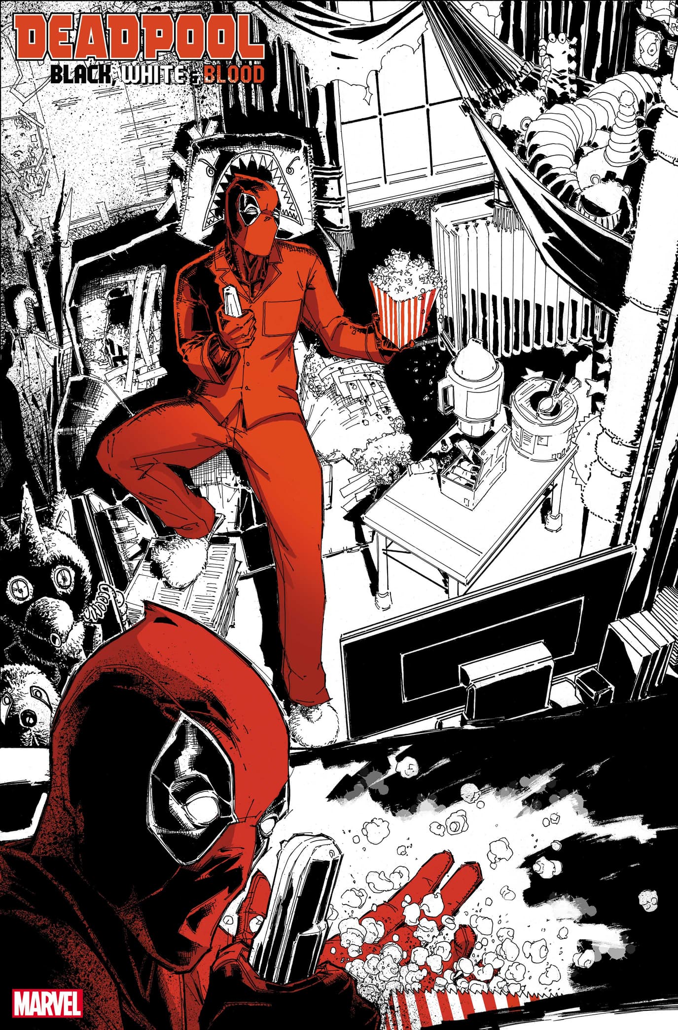 DEADPOOL: BLACK, WHITE & BLOOD #1 preview art by Whilce Portacio with colors by Rachelle Rosenberg
