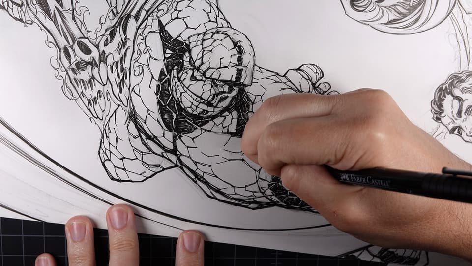 J. Scott Campbell inks FANTASTIC FOUR #1 Anniversary Variant Cover