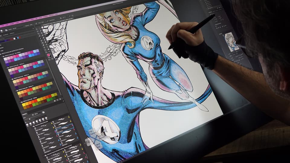 J. Scott Campbell applies retro-pulp printing effect to FANTASTIC FOUR #1 Anniversary Variant Cover
