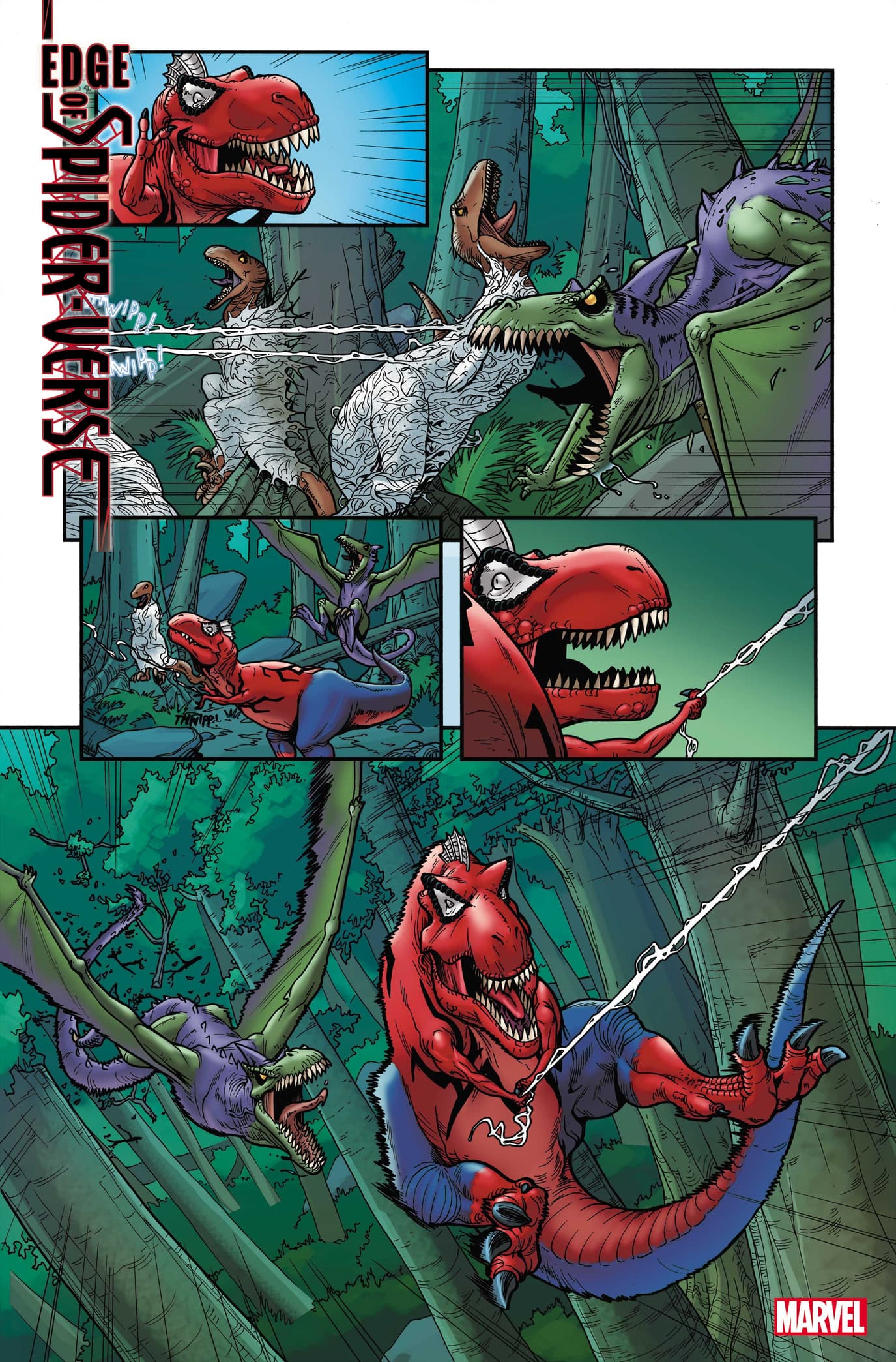 EDGE OF SPIDER-VERSE #1: Spider-Rex page by Karla Pacheco and Pere Perez
