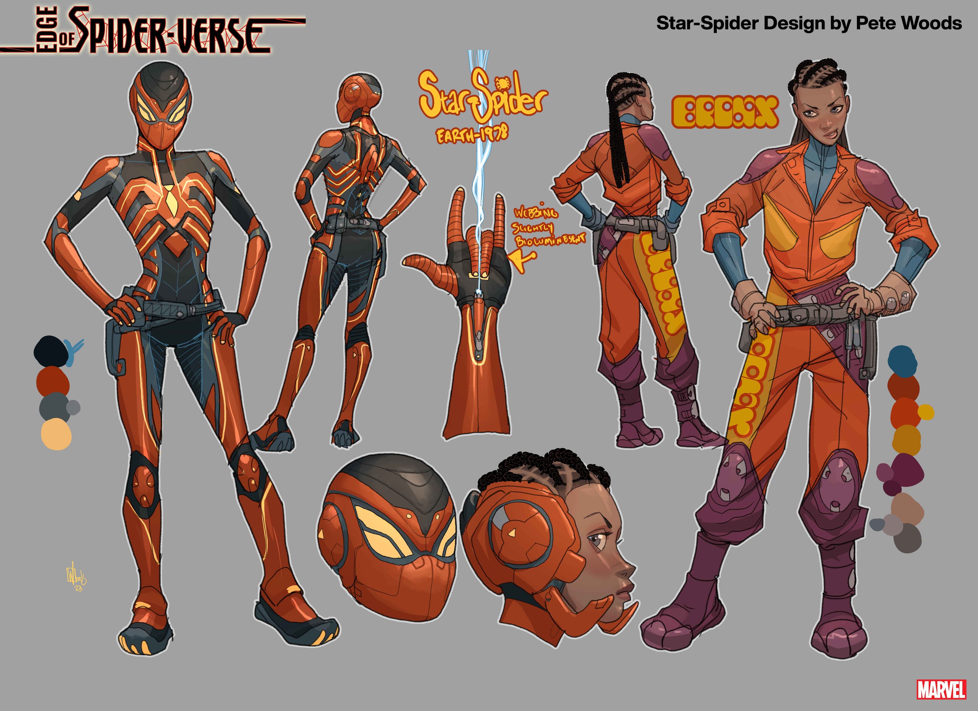 EDGE OF SPIDER-VERSE: Star-Spider character design by Pete Woods