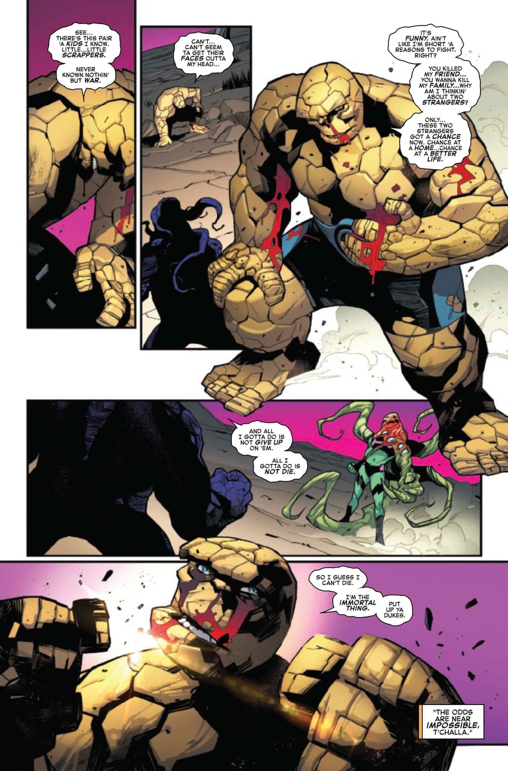 Thing rallying against She-Hulk
