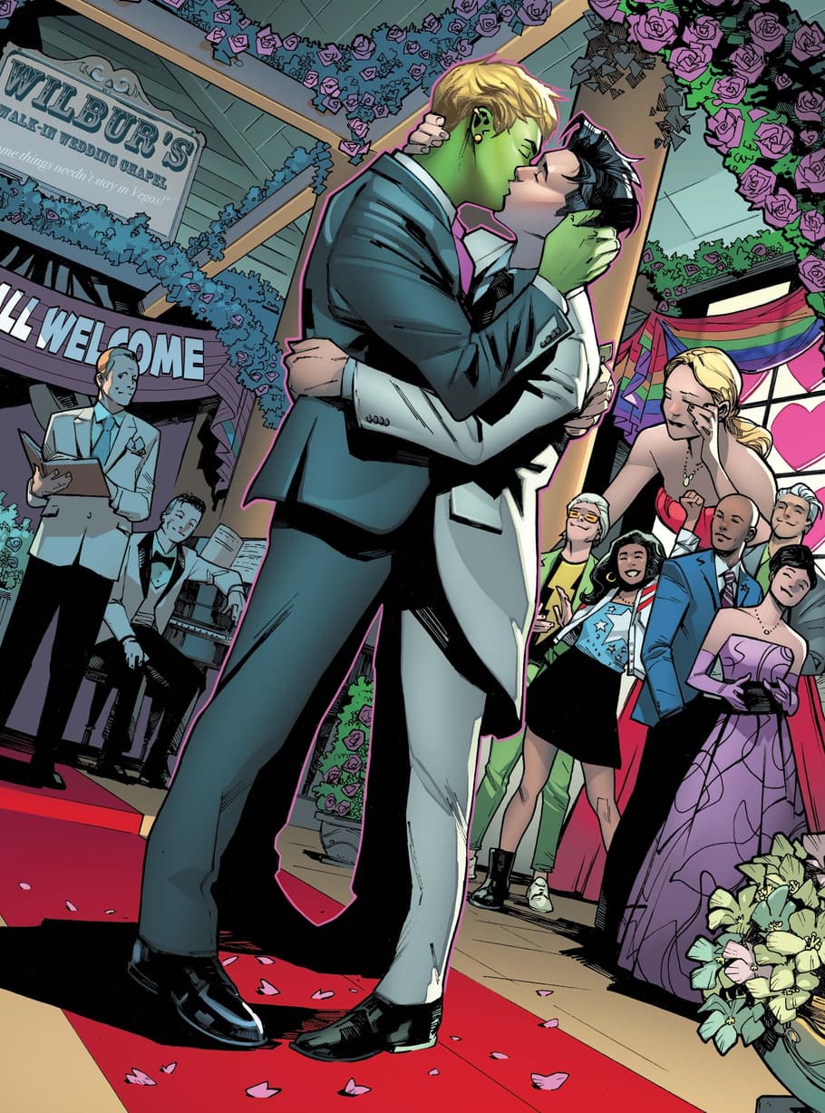 Wiccan and Hulkling take the plunge of matrimony in EMPYRE (2020) #4 surrounded by friends and Young Avengers.