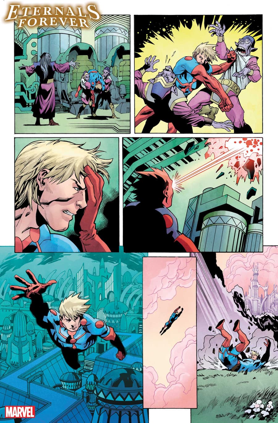 ETERNALS FOREVER #1 preview art by Ramon Bachs with colors by Rachelle Rosenberg