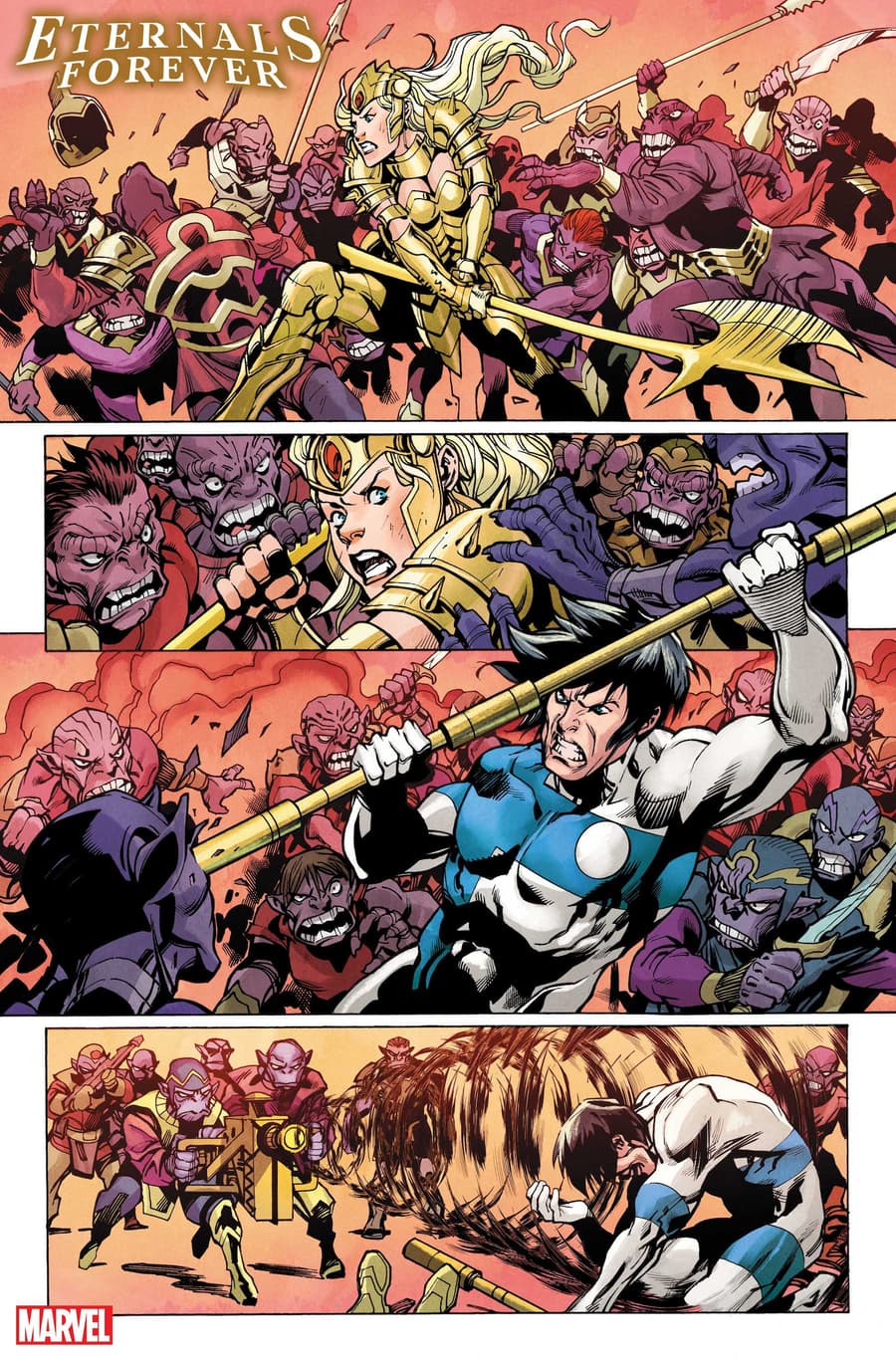 ETERNALS FOREVER #1 preview art by Ramon Bachs with colors by Rachelle Rosenberg