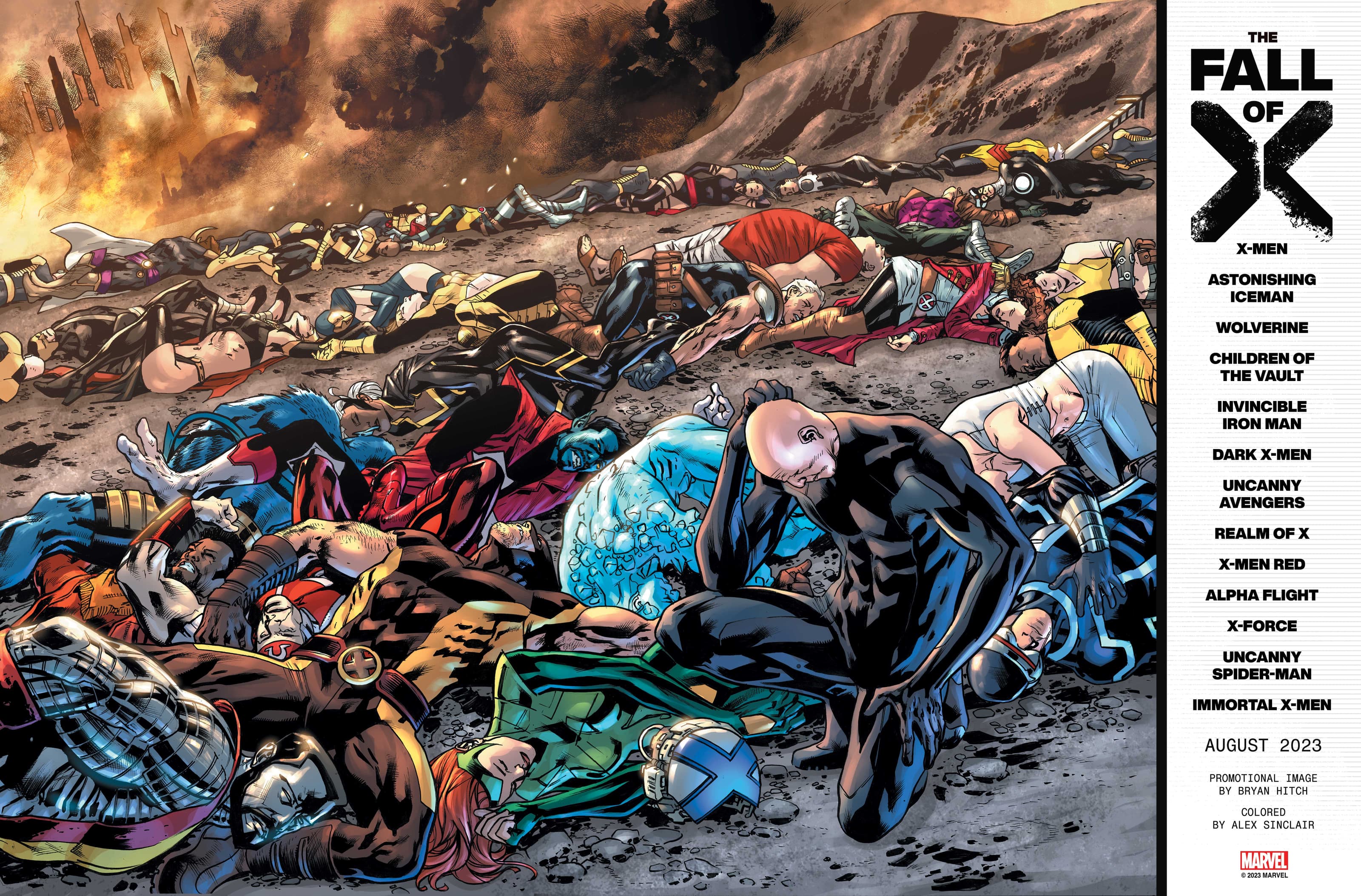 FALL OF X promotional artwork by Bryan Hitch and Alex Sinclair