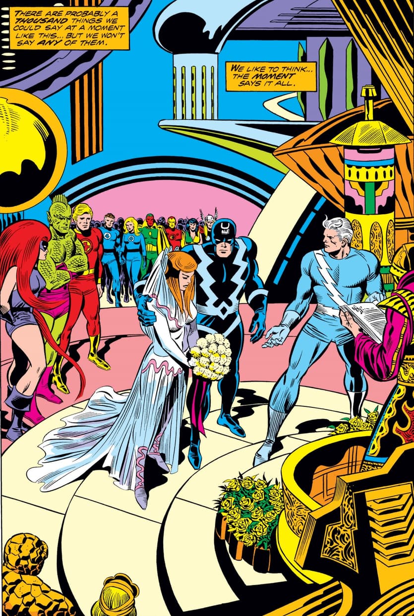 The wedding of Quicksilver and Crystal in FANTASTIC FOUR (1961) #150.
