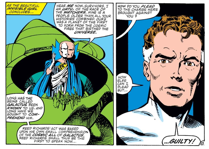 Uatu defends Reed Richards in FANTASTIC FOUR (1961) #262.