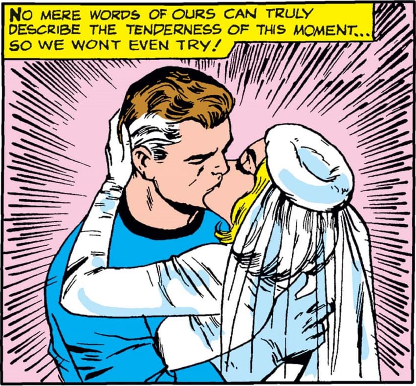 The wedding of Reed Richards and Sue Storm in FANTASTIC FOUR ANNUAL (1963) #3.