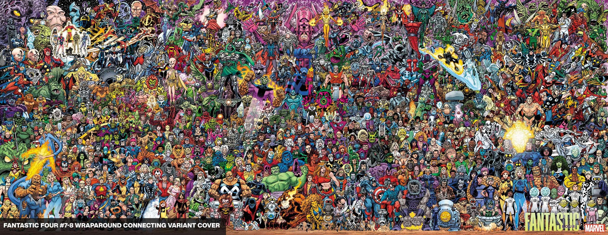 FANTASTIC FOUR #7 and # 8 Wraparound Connecting 700 Characters Variant Cover by Scott Koblish